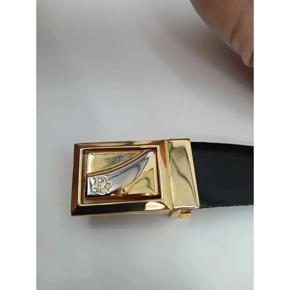 Vintage Christian Dior, leather belt  with gold-tone buckle (40)